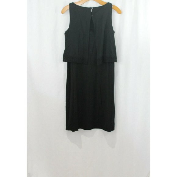 NWT J Jill Womens Black Wearever Collection Layered Crochet Lace Trim Dress XS - Picture 6 of 7